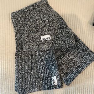 GANNI recycled wool blend scarf & beanie